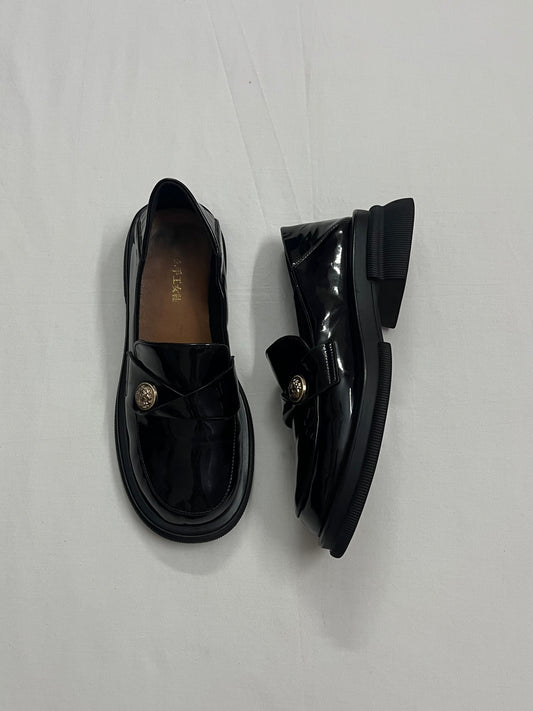 Gold-Button Patent Loafers, EU37