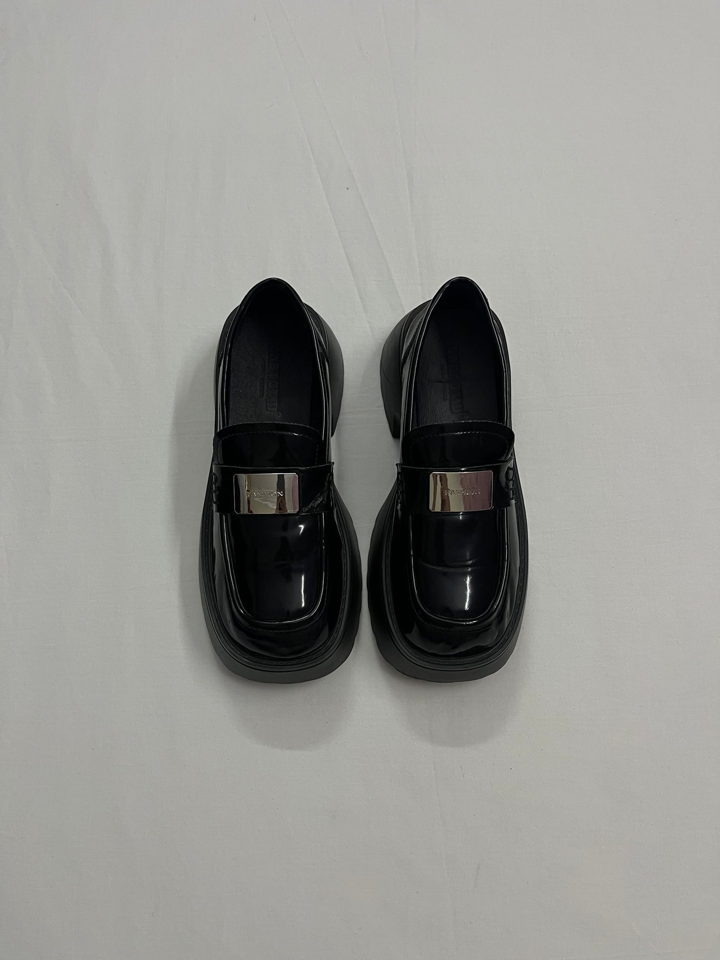 Metal Buckle Chunky Platform Loafers, EU36.5