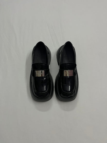 Metal Buckle Chunky Platform Loafers, EU36.5