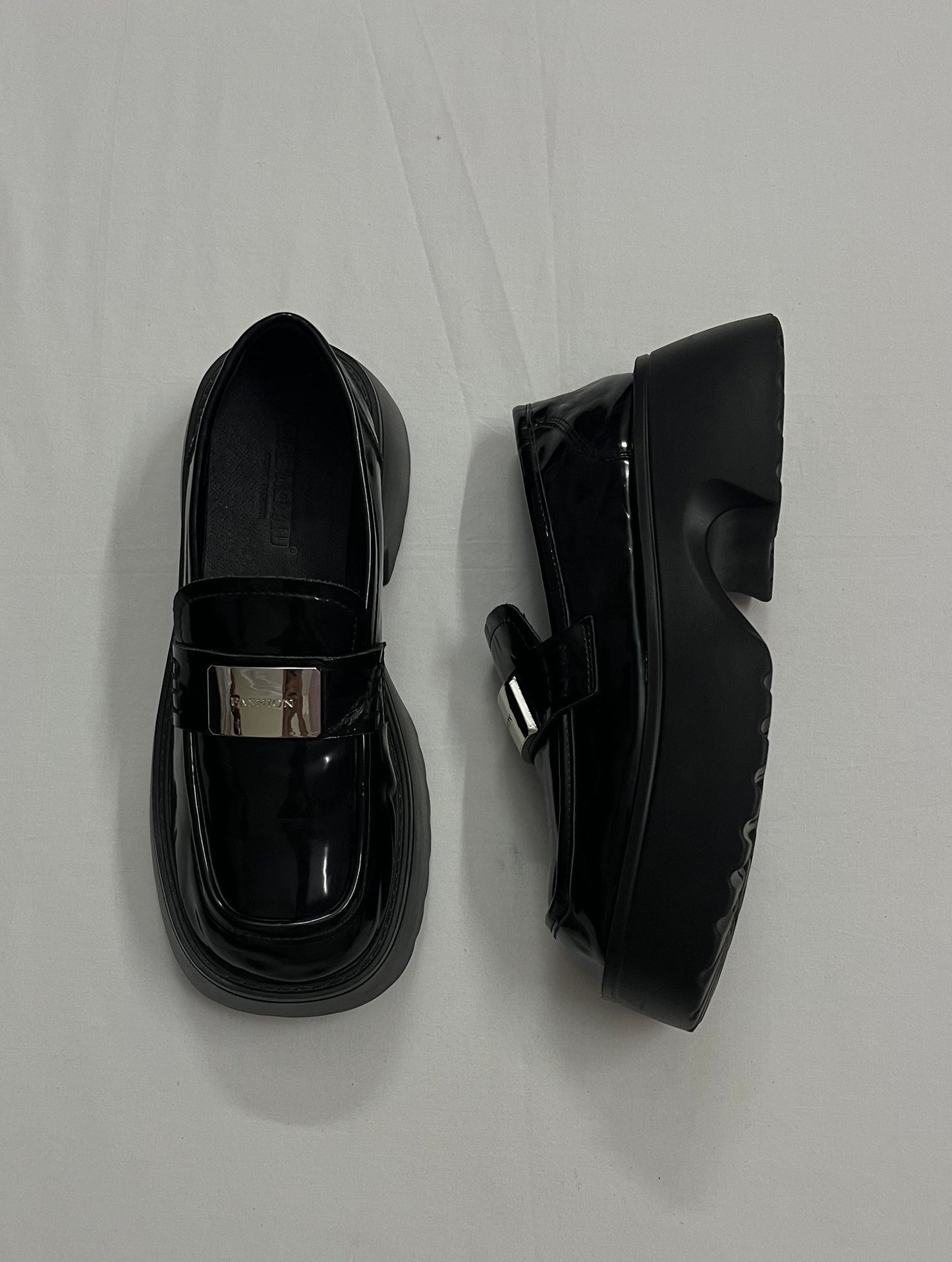 Metal Buckle Chunky Platform Loafers, EU36.5