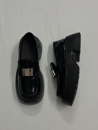 Metal Buckle Chunky Platform Loafers, EU36.5
