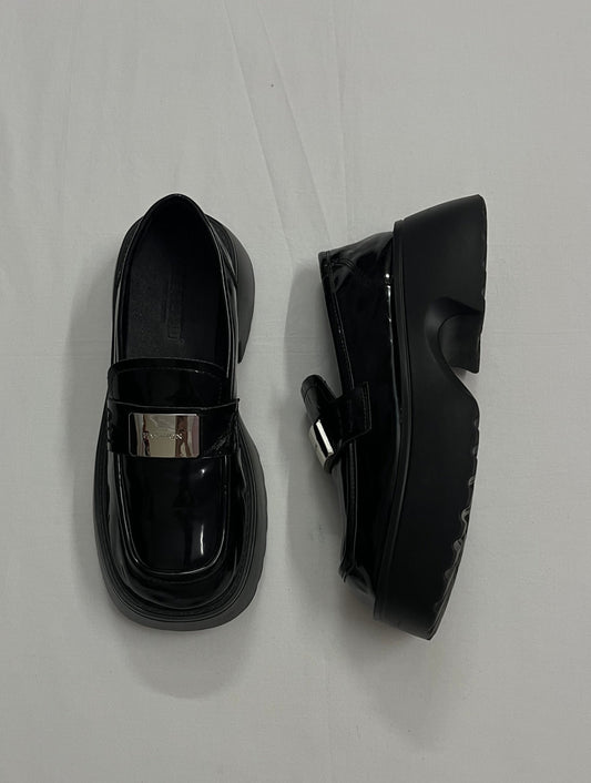 Metal Buckle Chunky Platform Loafers, EU36.5