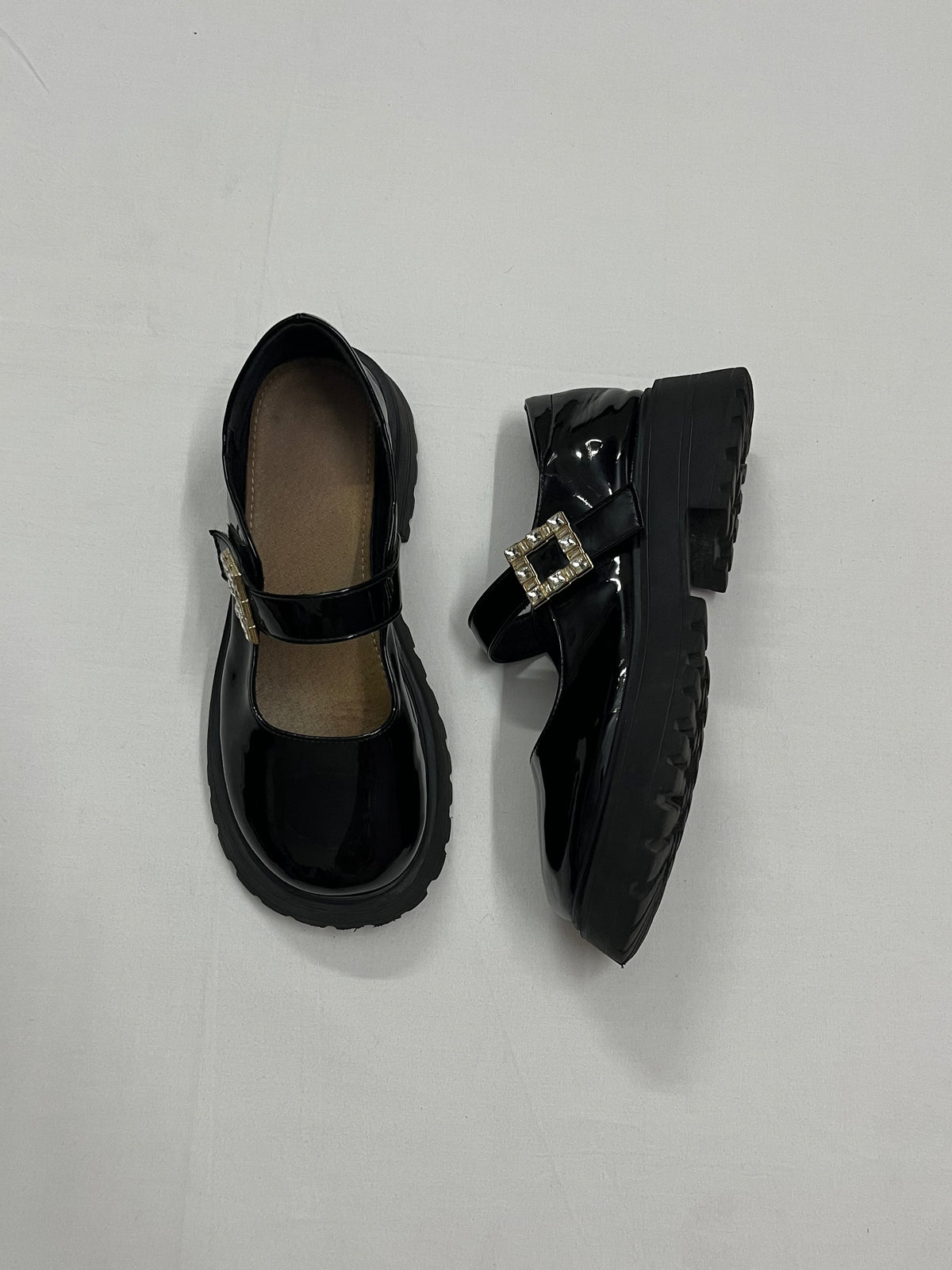 Glitz Platform Patent Mary Janes, EU36.5
