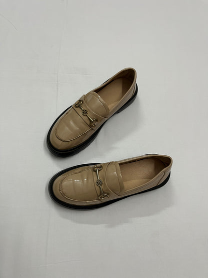 Beige Patent Horsebit Loafers, EU38