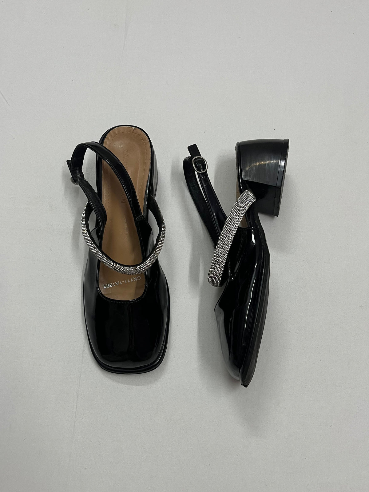 Rhinestone Low Block Heels, EU39