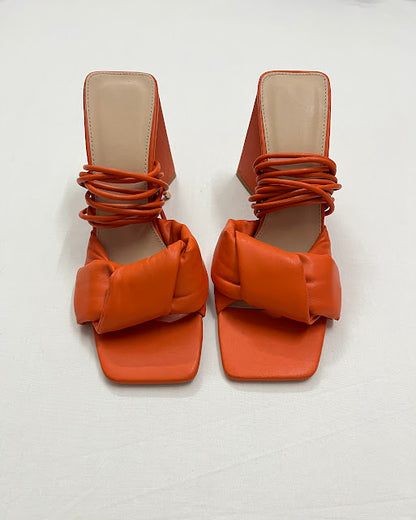 Orange Lace-Up Block Heel , EU39